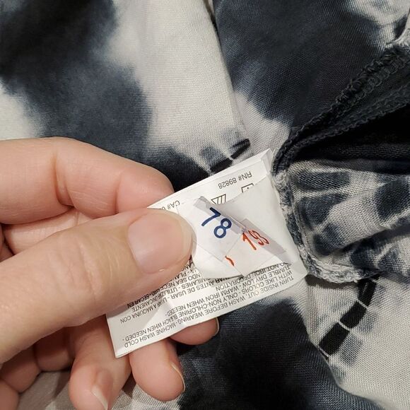 Bandolino Sz XXL Black White Ombre Tie-Dye Embellished Viscose Plus Blouse 524 - Picture 9 of 10